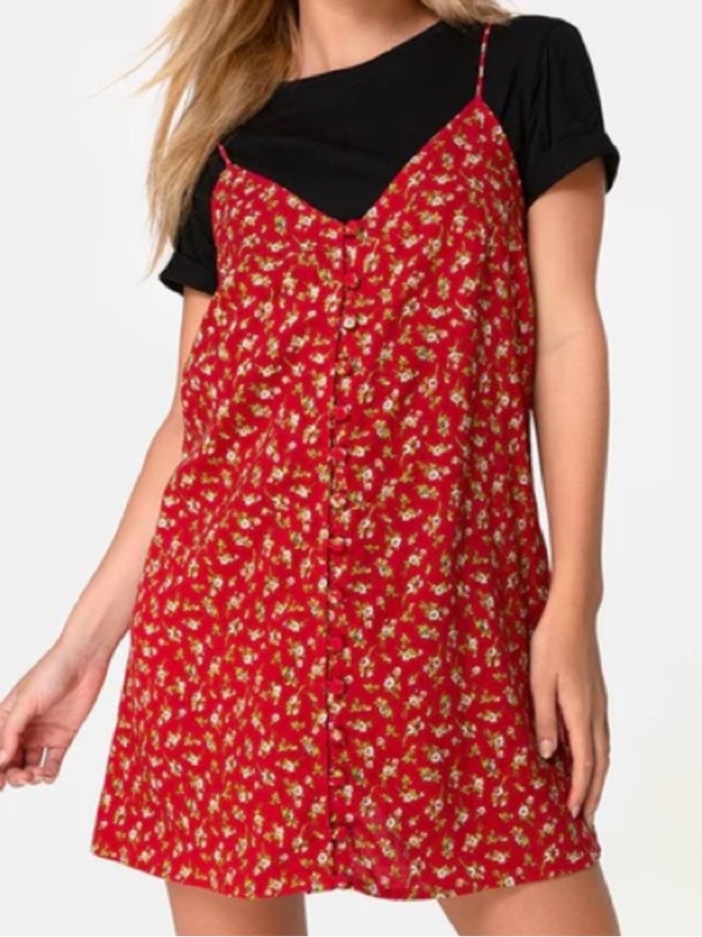 Motel Rocks Akina Red Floral Dress Size small